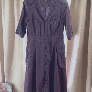 Maeve Anthropologie purple midi dress cotton 10